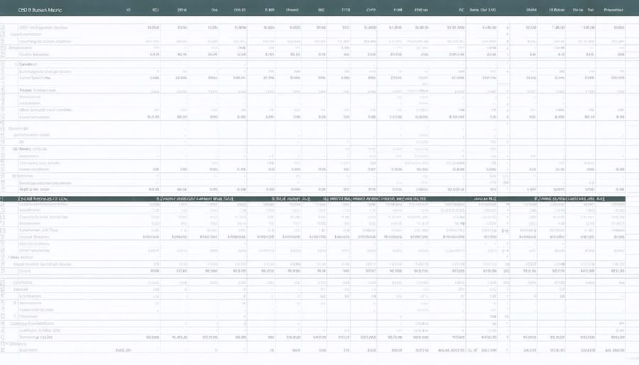 Financial planning spreadsheet showing CBD business costs and revenue projections